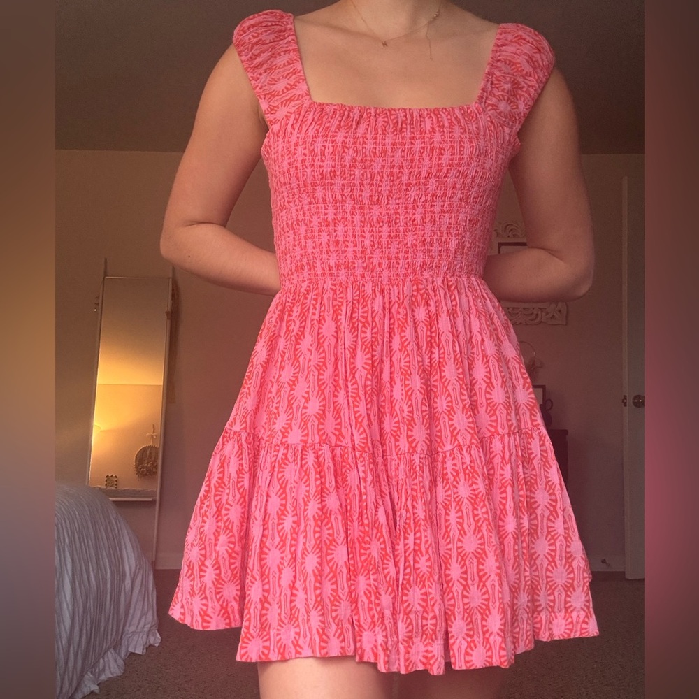 Free People Coral Patterned Mini Dress